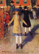 William Glackens Children Roller Skating oil on canvas